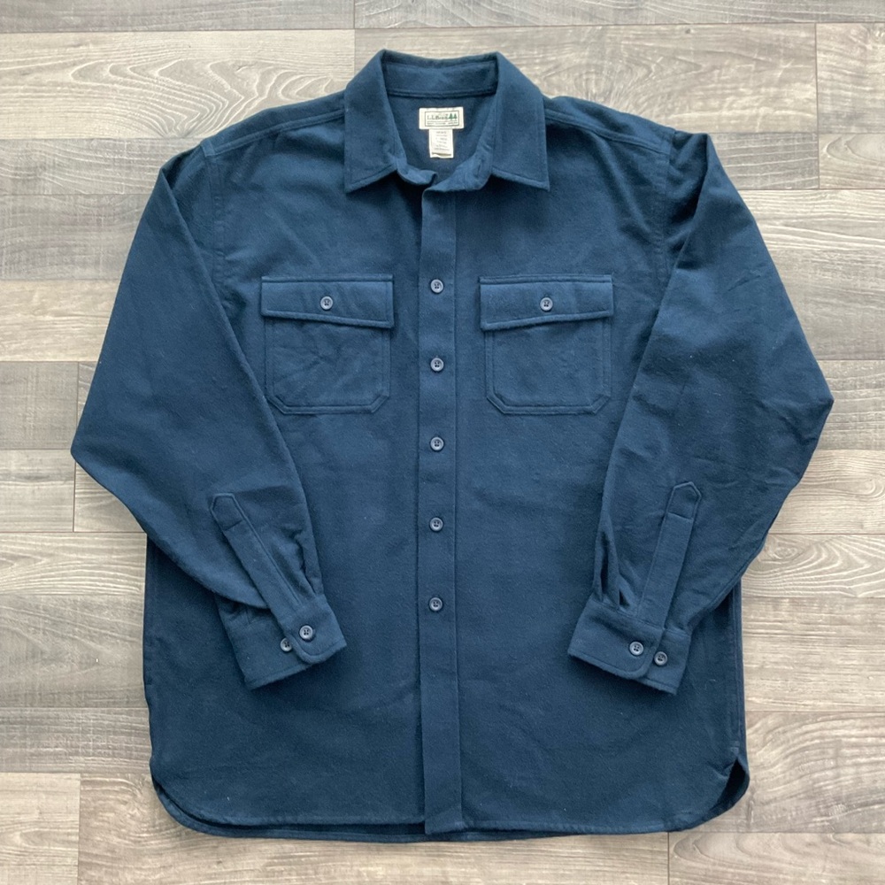 VTG LL Bean Chamois Cloth Shirt Size Men’s LARGE Blue 100% Cotton 0 MT03